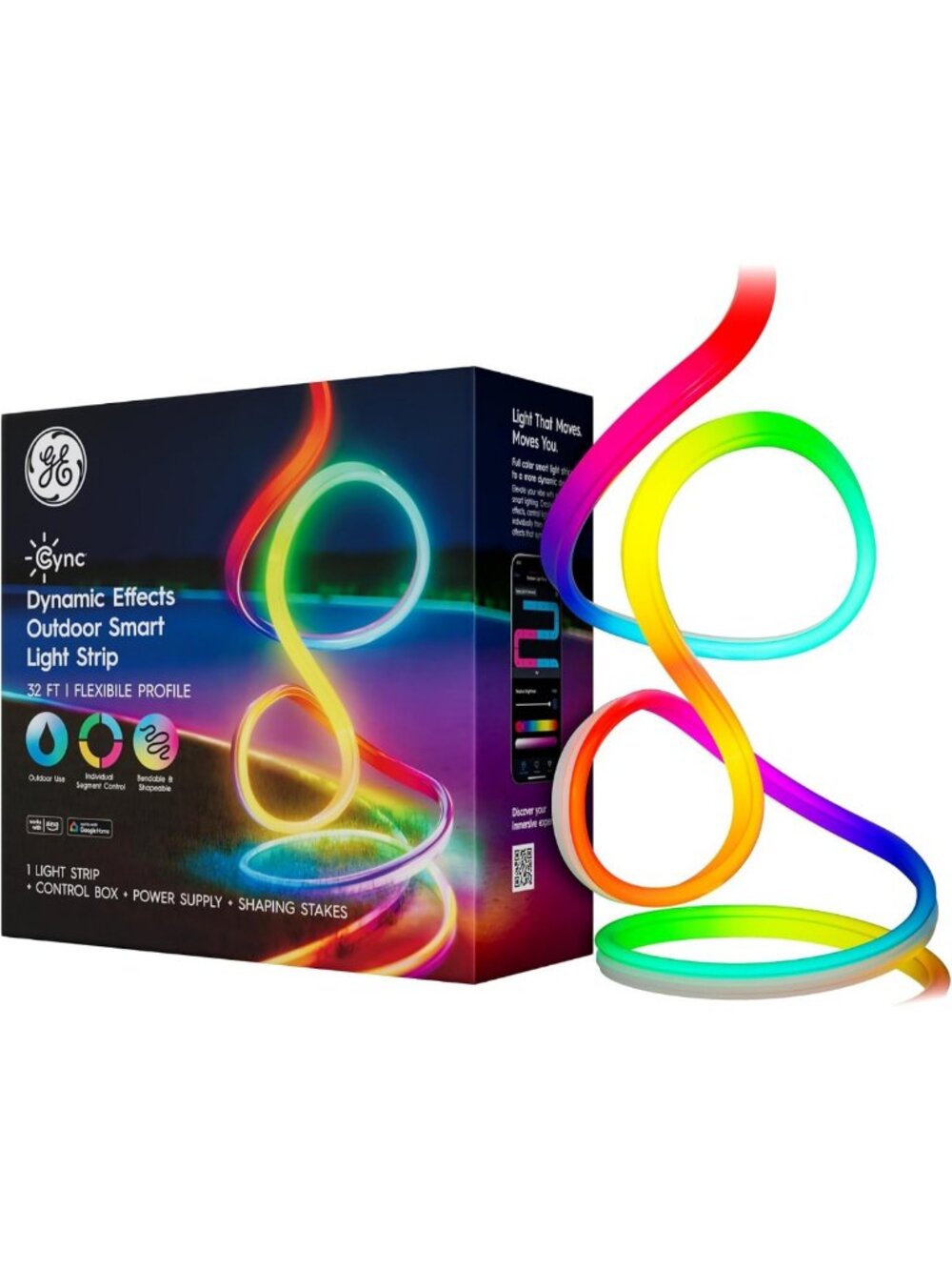 Dynamic Effects Smart LED Light Strip - 32ft Color Changing, Music Sync